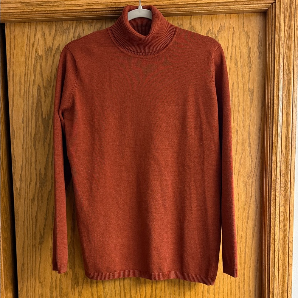 NEW Metric Knits Rust Turtleneck Sweater, Size Large